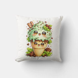 Almohada de cono de helado de menta con chips de c