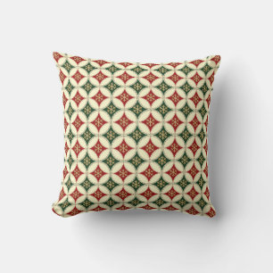 Almohada de copo de nieve Círculos-3-Rojo-Crema-Ve