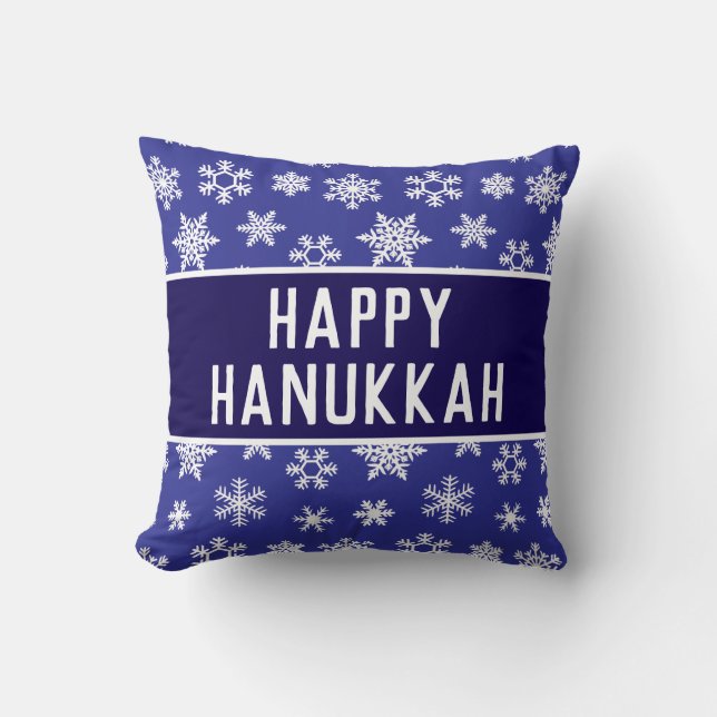 Almohada de copo de nieve de Hanukkah feliz (Anverso)