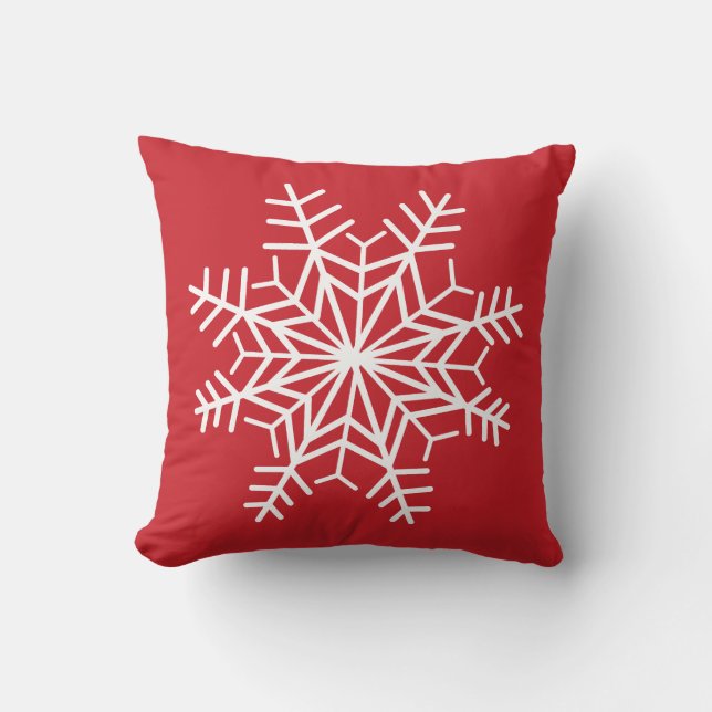 Almohada de copo de nieve roja y blanca (Anverso)