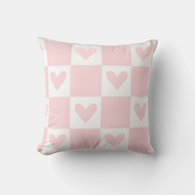 Almohada de Corazón - Cuadros Rosados Retro -  (Anverso)