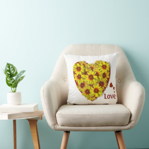 Almohada de corazón de girasol