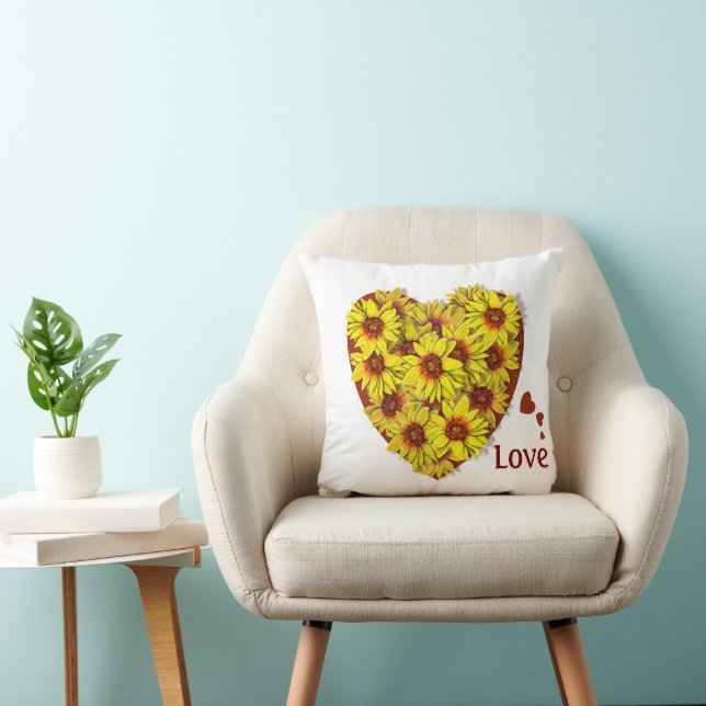 Almohada de corazón de girasol (Silla)
