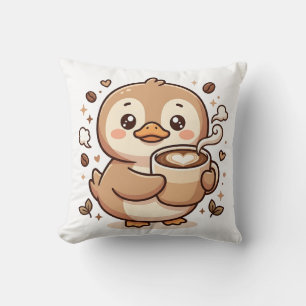 Almohada de Corazón de Latte de Pato Kawaii