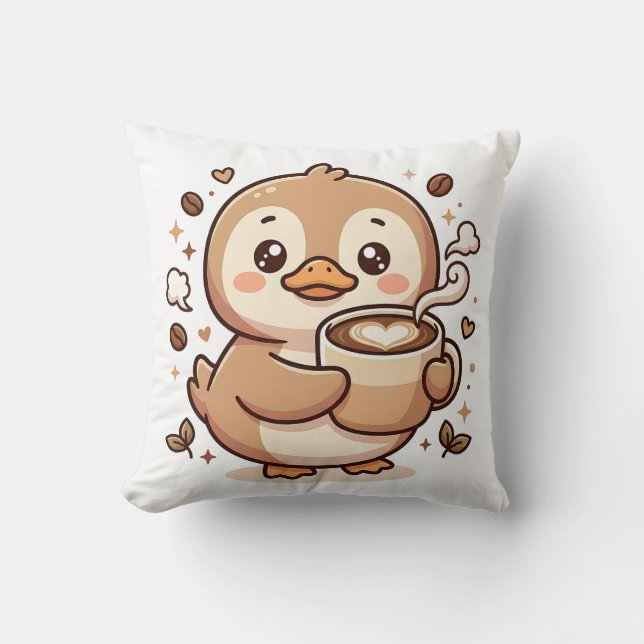 Almohada de Corazón de Latte de Pato Kawaii (Anverso)