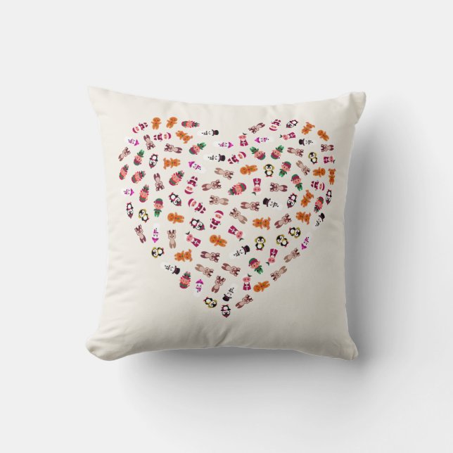 Almohada de corazón de Navidad | Decoración festiv (Anverso)