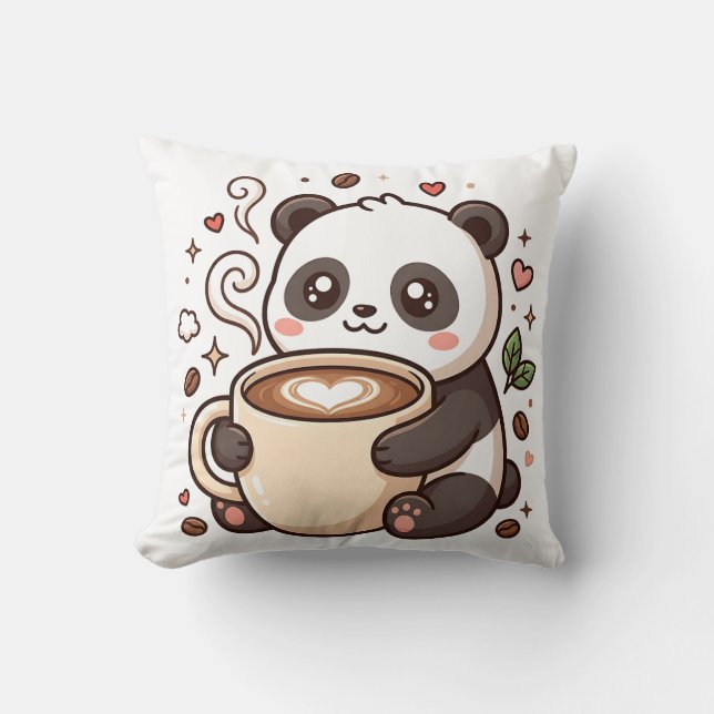Almohada de Corazón de Panda Latte Abrazo (Anverso)