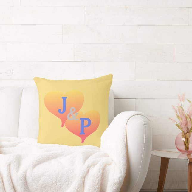 Almohada de Corazón de Puesta de Sol Monograma Ama (Sofá)