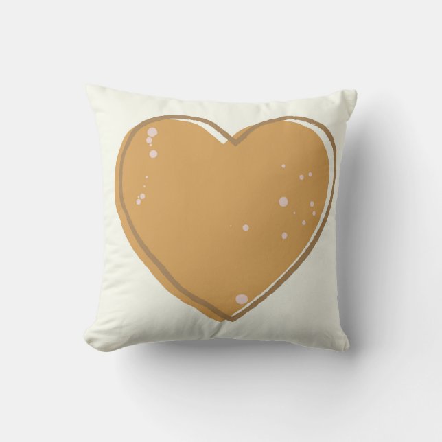 Almohada de corazón marrón y dorado para sala de e (Anverso)