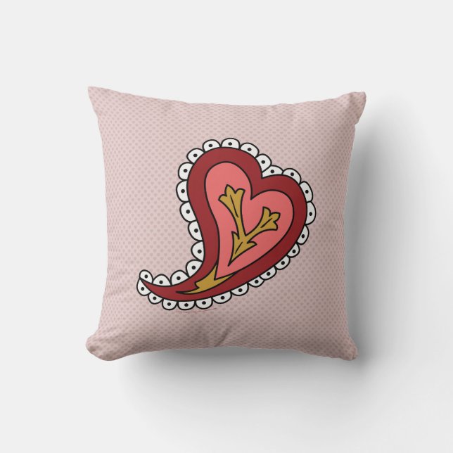 Almohada de Corazón Paisley (Anverso)