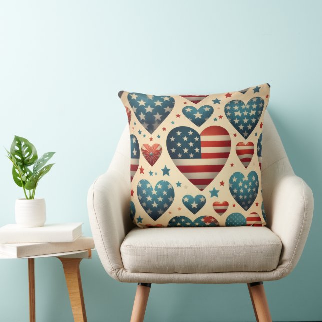 Almohada de corazón para patriotas de EE. UU. (Silla)