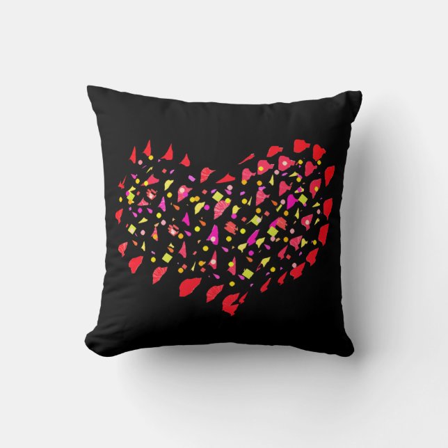 Almohada de Corazón Rojo Grande Brillante de Amor (Anverso)