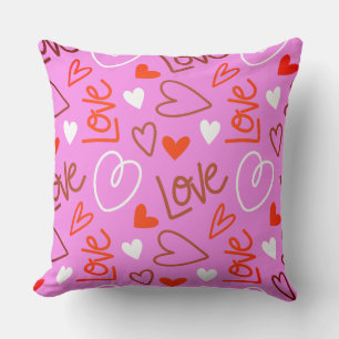 Almohada de Corazones de Amor Garabateados