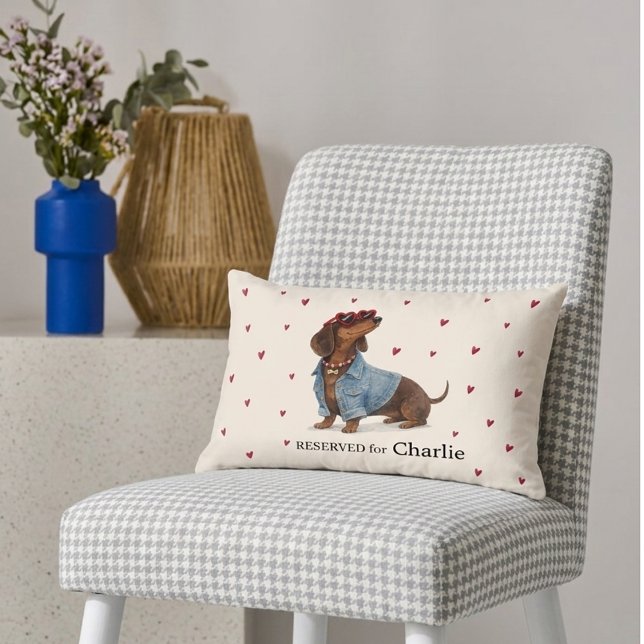 Almohada de Corazones de Perro Dachshund Marrón Li (Subido por el creador)