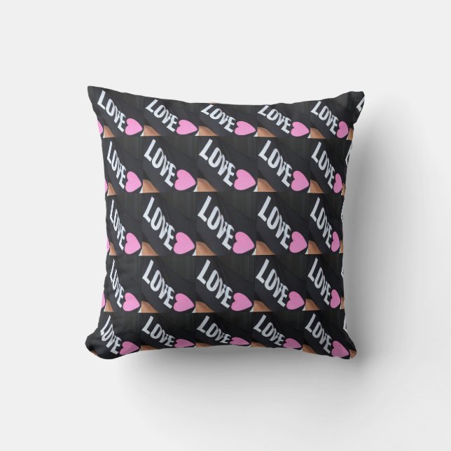 almohada de corazones rosados de amor (Anverso)