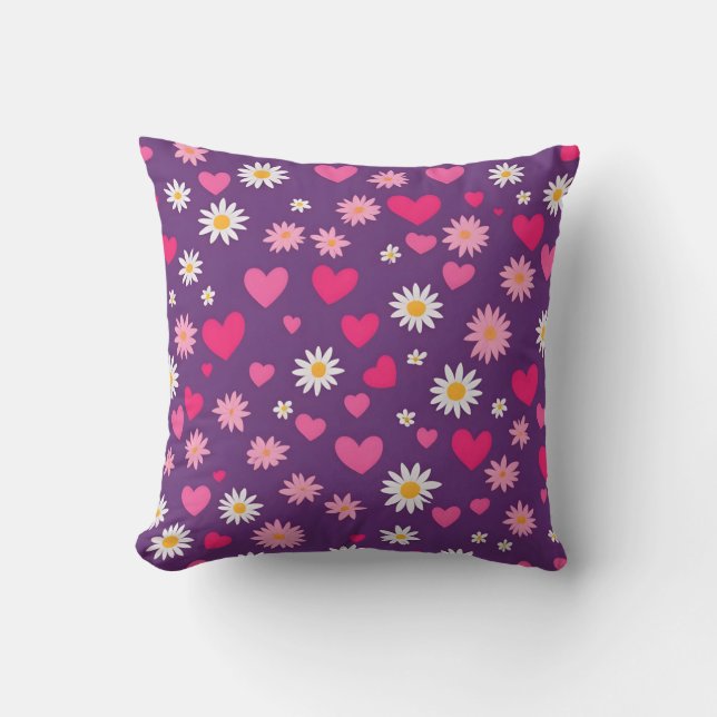 almohada de corazones y flores (Anverso)