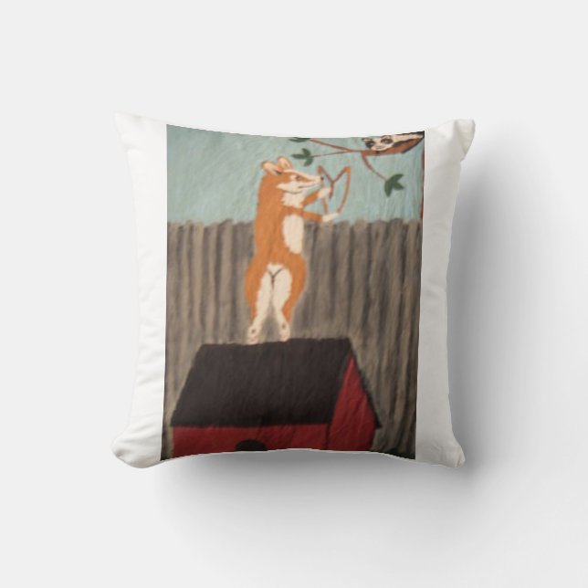 Almohada de Corgi Travieso (Anverso)