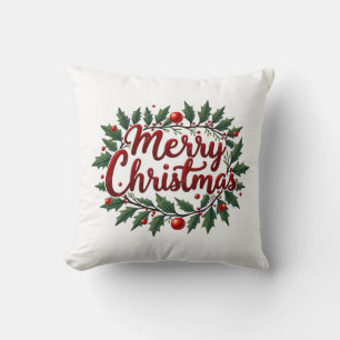Almohada de corona de Navidad alegre 