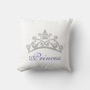Almohada de corona de princesa púrpura y blanca