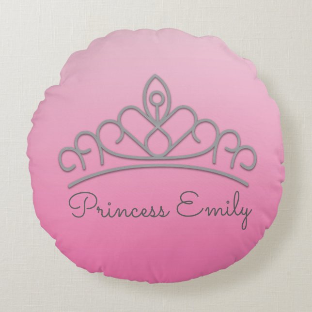 Almohada de corona de princesa rosa personalizada  (Anverso)