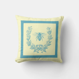 Almohada de corona francesa vintage con abeja 20 x
