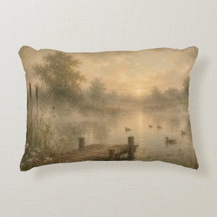Almohada de Cottage Estanque Amanecer Brumoso