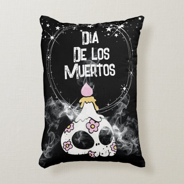 Almohada de cráneo de Halloween y Día de los Muert (Frente (Vertical))