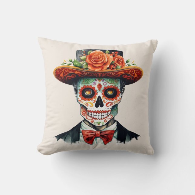 Almohada de Cráneo del Día de Muertos (Anverso)