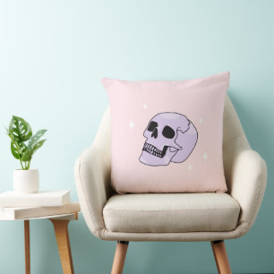 Almohada de Cráneo Pastel Goth Rosa Estética