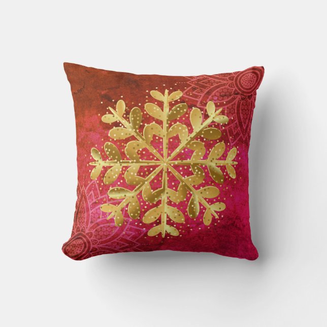Almohada de crisantemo copo de nieve de vacaciones (Anverso)