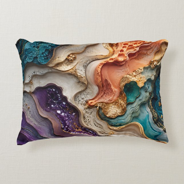 Almohada de cristal colorida turquesa y dorada par (Anverso)