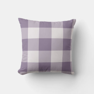 Almohada de cuadros grandes de búfalo de lavanda e