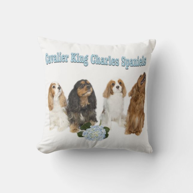 Almohada de cuatro Cavalier King Charles Spaniels (Anverso)