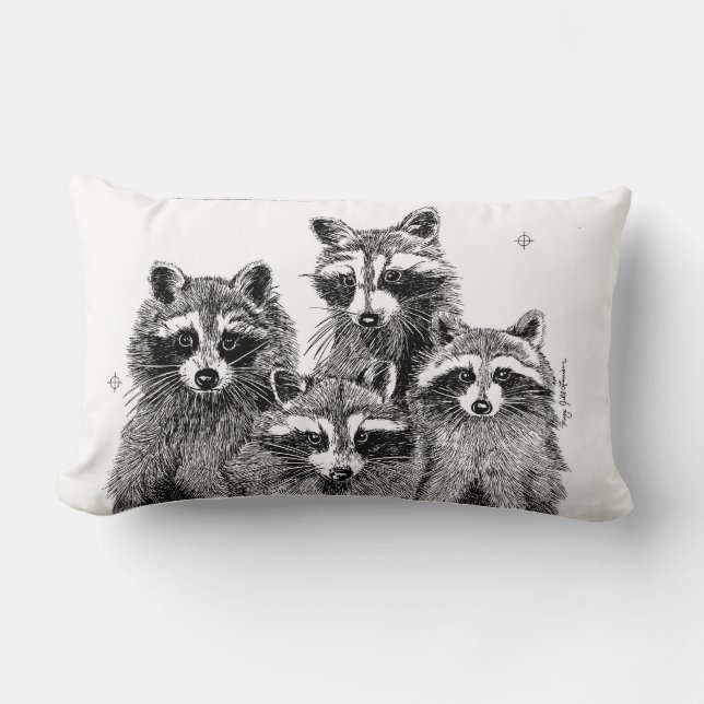 Almohada de cuatro mapaches (Anverso)