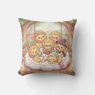 Almohada de cuento del león acogedor