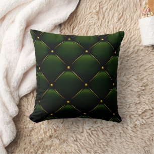 Almohada de cuero copetuda verde oscuro de Thow de