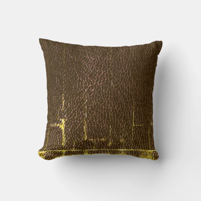 Almohada de cuero marrón angustiado (Anverso)