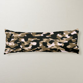 Almohada de cuerpo camuflaje negro marrón