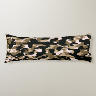 Almohada de cuerpo camuflaje negro marrón