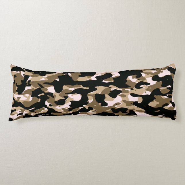 Almohada de cuerpo camuflaje negro marrón (Anverso)