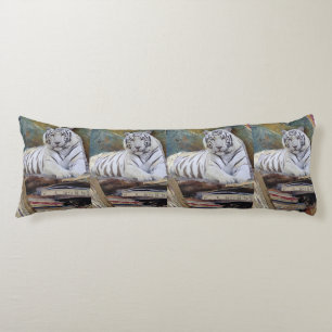 Almohada de cuerpo de arte mixto de Tigre Blanco –
