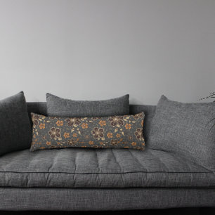 almohada de cuerpo de flores naturales gris oscuro