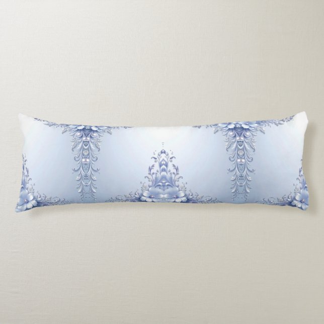 Almohada de Cuerpo de Flores Ornamentadas Azules c (Anverso)