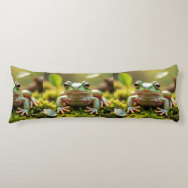 Almohada de cuerpo de rana verde adorable
