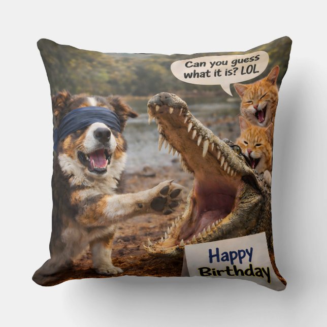 Almohada de cumpleaños con sorpresas de patas y di (Anverso)