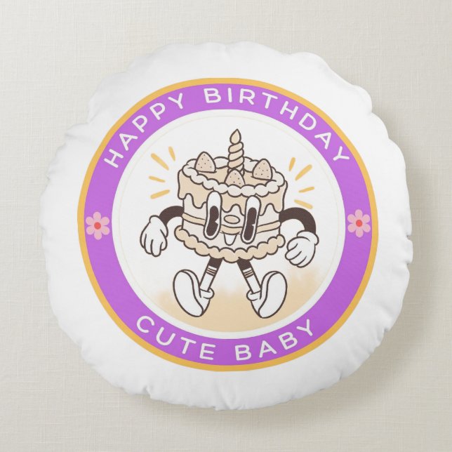 Almohada de cumpleaños de bebé linda  (Anverso)