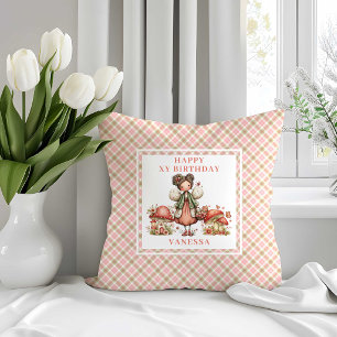 Almohada de Cumpleaños de Niña con Encantadoras Fl