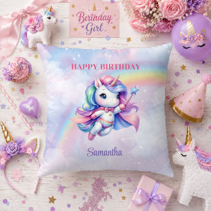 Almohada de cumpleaños de niña día mágico unicorni