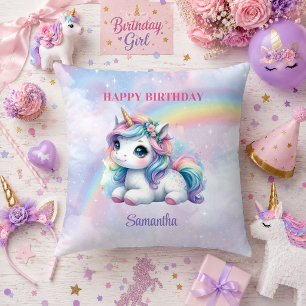 Almohada de cumpleaños de niña mágica unicornio br