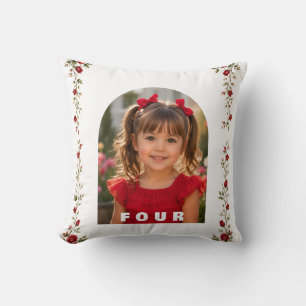Almohada de cumpleaños número 4 para niña con foto